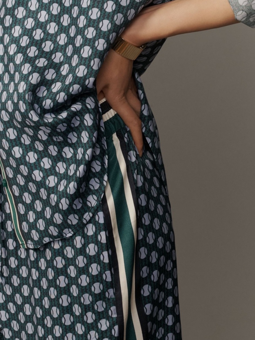 NWOT Maeve Anthropologie Tennis Ball Print Pull-On Track Pants - Picture 4 of 9
